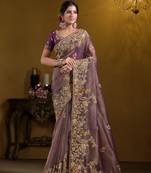 Purple rich indian heavy work wedding wear glamorous saree
