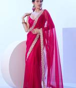 Pink glamorous c/h net c stylish girlie ceremonial saree