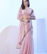 Baby pink glamorous burberry c stylish girlie ceremonial saree