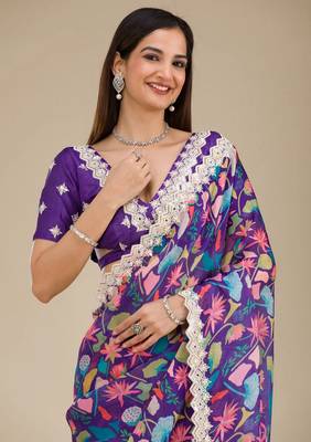 Blue georgette c girlie partywear saree 2