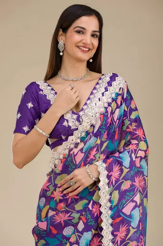 Blue georgette c girlie partywear saree