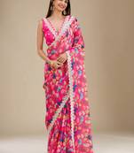 Pink georgette c girlie partywear saree