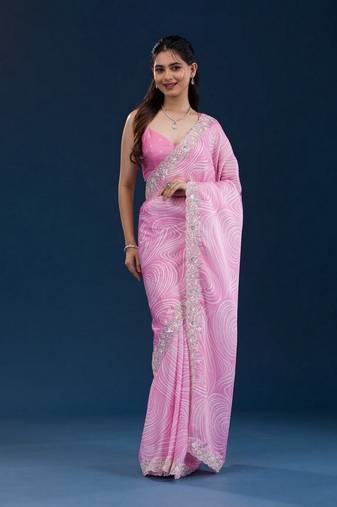 Pink georgette c girlie partywear saree