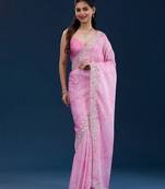 Pink georgette c girlie partywear saree