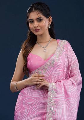 Pink georgette c girlie partywear saree 2