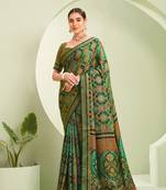 Green woven borser designer saree for girlie looks