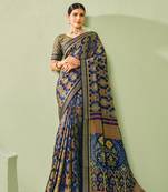 Blue woven borser designer saree for girlie looks