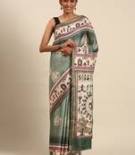Green cotton c designer cultural indian printed saree