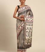 Brown cotton c designer cultural indian printed saree