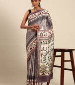 Purple cotton c designer cultural indian printed saree