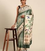 Green cotton c designer cultural indian printed saree