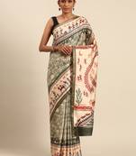 Green designer printed cotton c cultural saree