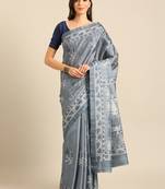 Blue ceremonial cotton c saree