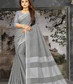 Grey linen c woven designer partywear saree