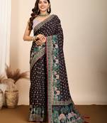 Black designer digital printed with hand work ceremonial trendy girlie