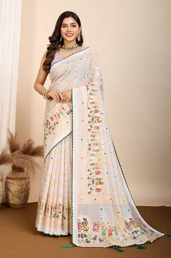 Off white designer digital printed with hand work ceremonial trendy girlie