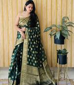 Green wevon jari gimichu silk c partywear saree