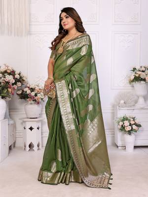 Mahendi organza c gold zari festive saree 5