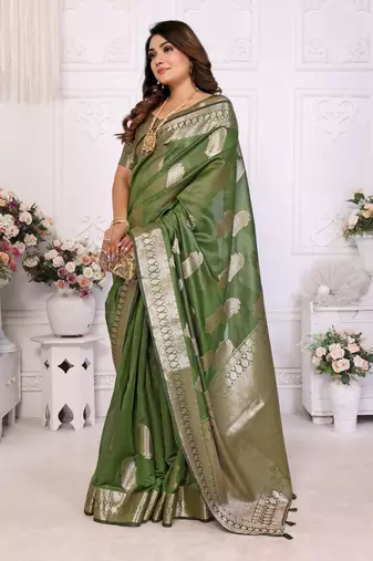 Mahendi organza c gold zari festive saree