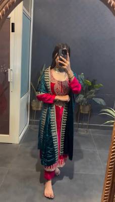PINK 9000 VELVET PARTY WAER EMBROIDERY SUIT SET  5