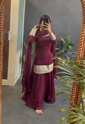 MAROON Faux Blooming with Sequins Embroidered SUIT SET 3