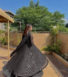 BLACK FUX GEORGETT PARTY WEAR SALWAR SUIT