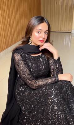 BLACK FUX GEORGETT PARTY WEAR SALWAR SUIT 4