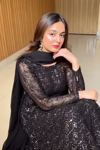 BLACK FUX GEORGETT PARTY WEAR SALWAR SUIT