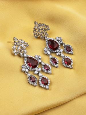 Silver-plated red waterfall earrings 1