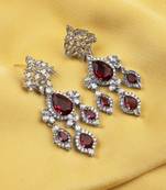 Silver-plated red waterfall earrings