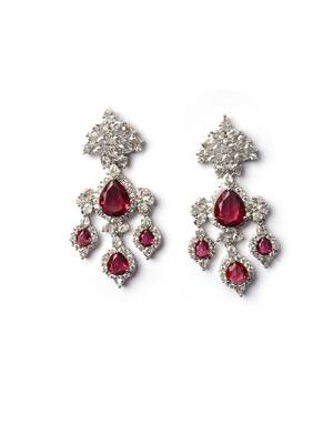 Silver-plated red waterfall earrings 2