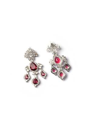 Silver-plated red waterfall earrings 3