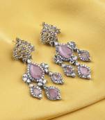 Silver-plated pink waterfall earrings