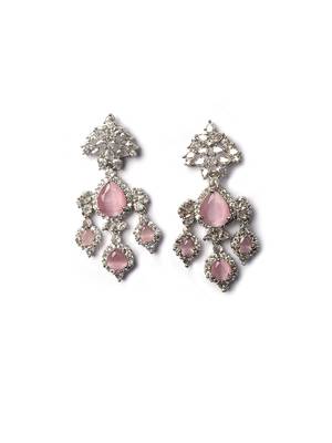 Silver-plated pink waterfall earrings 4
