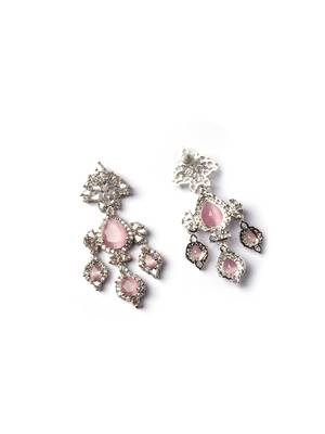 Silver-plated pink waterfall earrings 5