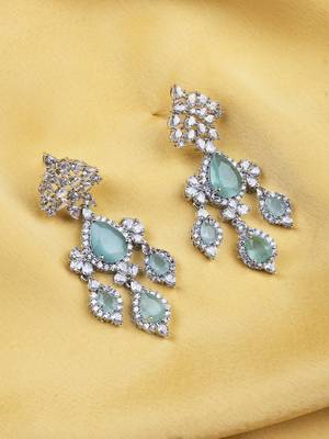 Silver-plated turquoise waterfall earrings 1