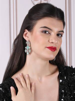 Silver-plated turquoise waterfall earrings 2