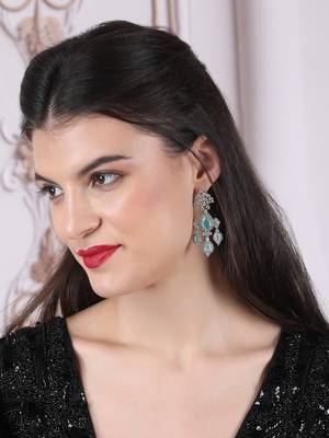 Silver-plated turquoise waterfall earrings 3