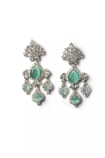 Silver-plated turquoise waterfall earrings