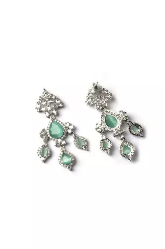 Silver-plated turquoise waterfall earrings