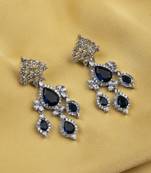Silver-plated blue waterfall earrings