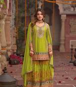 LIGHT GREEN embroidery SILK SLWAR SUIT  