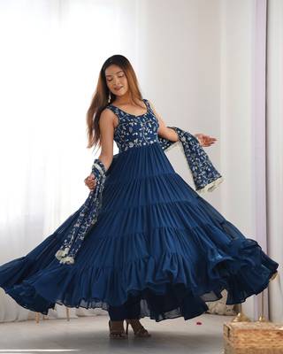 Fox Georgette Fabric Fully Flair Anarkali Gown With Dupatta, Pent 3