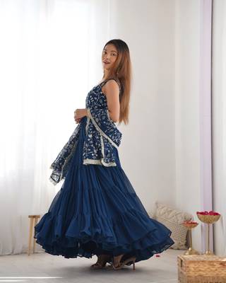 Fox Georgette Fabric Fully Flair Anarkali Gown With Dupatta, Pent 5