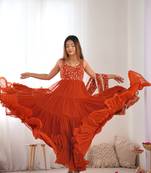 Fox Georgette Fabric Fully Flair Anarkali Gown With Dupatta, Pent