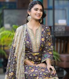 Aranya plum premium pure cotton suit set