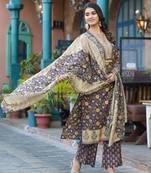 Aranya plum premium pure cotton suit set