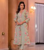 Diti leaf full schiffli pure cotton suit set