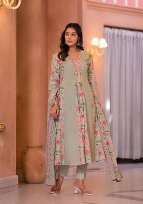 Diti leaf full schiffli pure cotton suit set 3