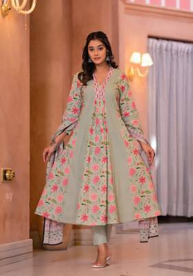 Diti leaf full schiffli pure cotton suit set 4